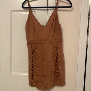 Rosy suede zip up dress